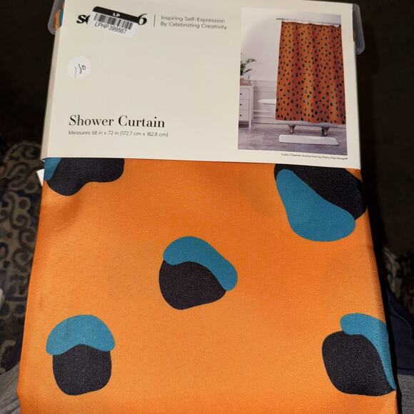NWT Society6 Funky Cheetah Shower Curtain 68 x 72" Pretty Pop Elisa Bell - Picture 2 of 5